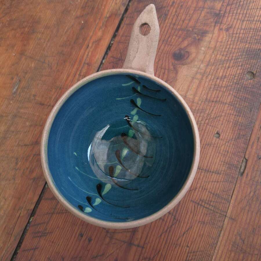 Mid-century Cricklade pottery blue glazed bowl