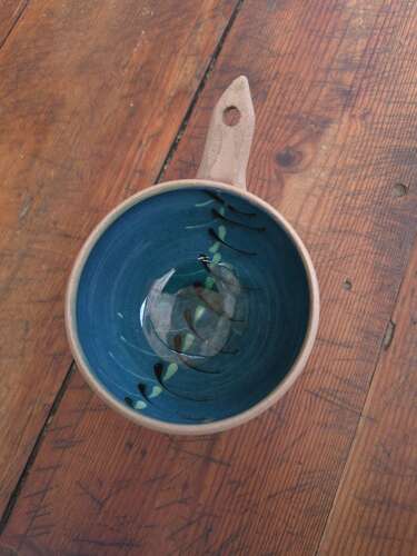 Mid-century Cricklade pottery blue glazed bowl
