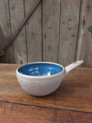 Mid-century Cricklade pottery blue glazed bowl