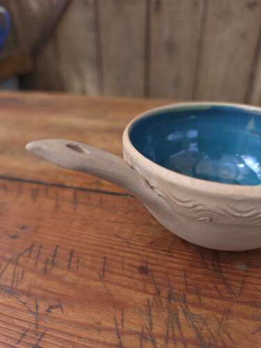 Mid-century Cricklade pottery blue glazed bowl