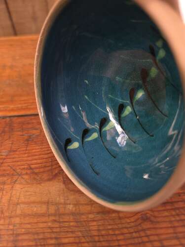 Mid-century Cricklade pottery blue glazed bowl