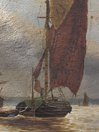 Signed 1916 marine oil painting by A. Bull