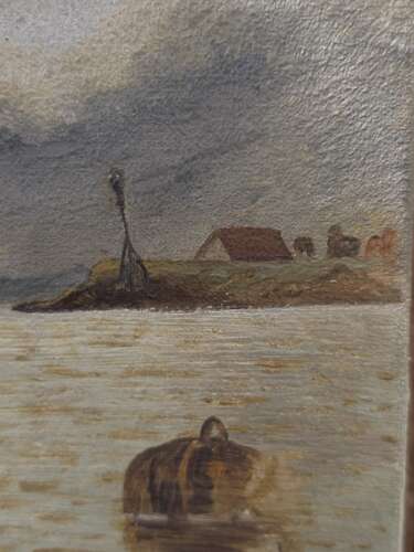 Signed 1916 marine oil painting by A. Bull