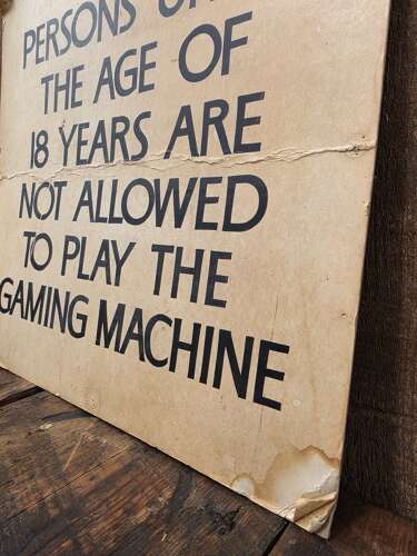 Vintage Royal Naval Association “Persons Under 18” gaming sign