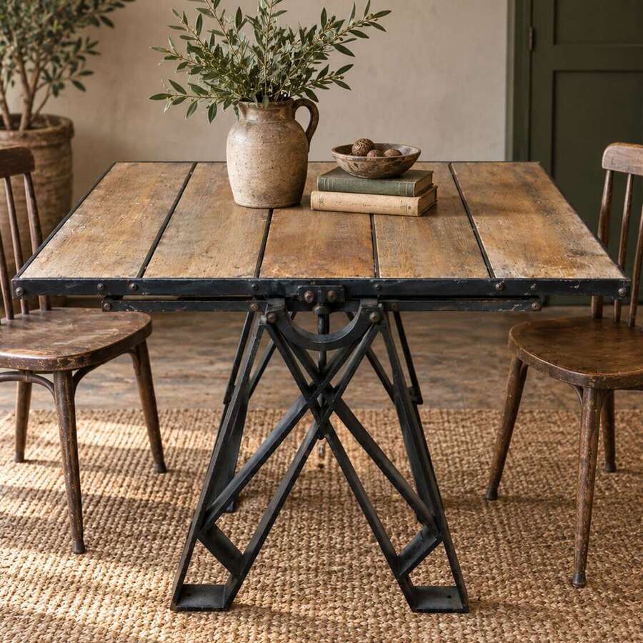 Metamorphic industrial table & shelving unit