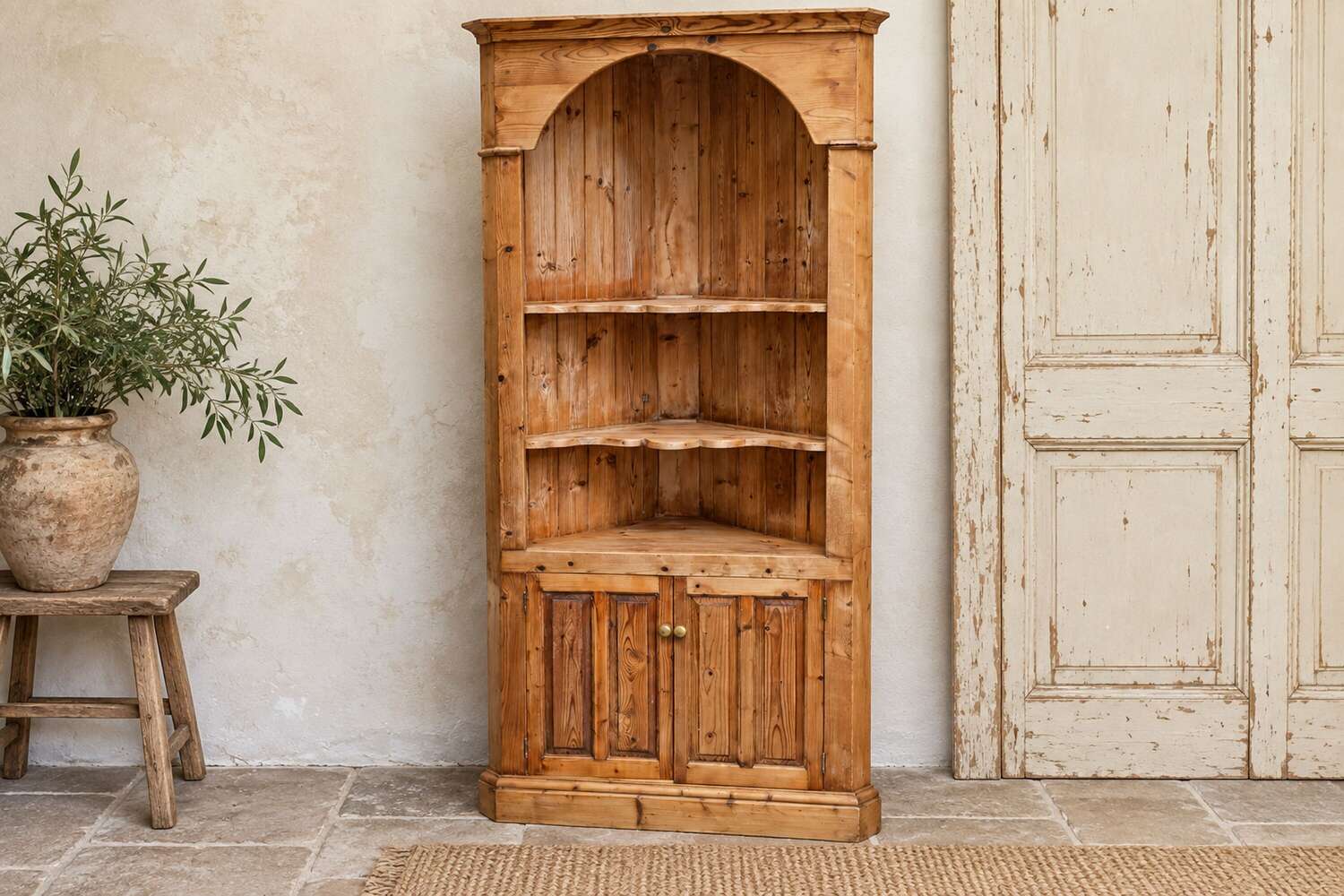 Pine corner cupboard